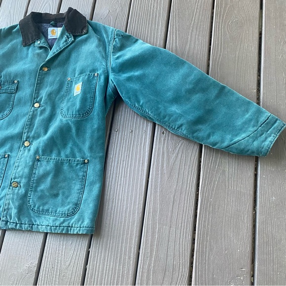 Vtg 90s Carhartt CB1043 Detroit Jacket Chore Coat Blanket Lined Distressed M - Picture 5 of 16